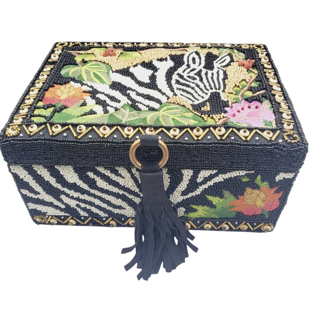 Mary Frances Out of Africa Beaded Jewelry Box - Missing Beads - New with Defects
